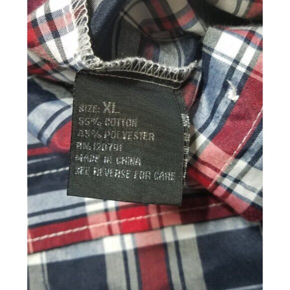 True Rock Short Sleeve Button Up Blue/Red Plaid Casual Shirt Men's Size XL - Picture 6 of 14